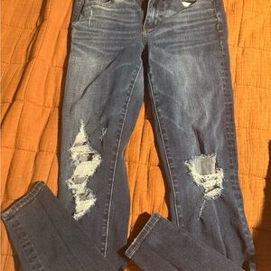 American Eagle Outfitters Ripped Blue Skinny Jeans